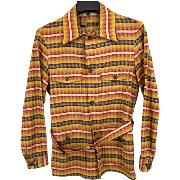 VTG 70s Womens Western Pendleton 100% Wool Shirt Jacket Blazer Sz M W/ Belt